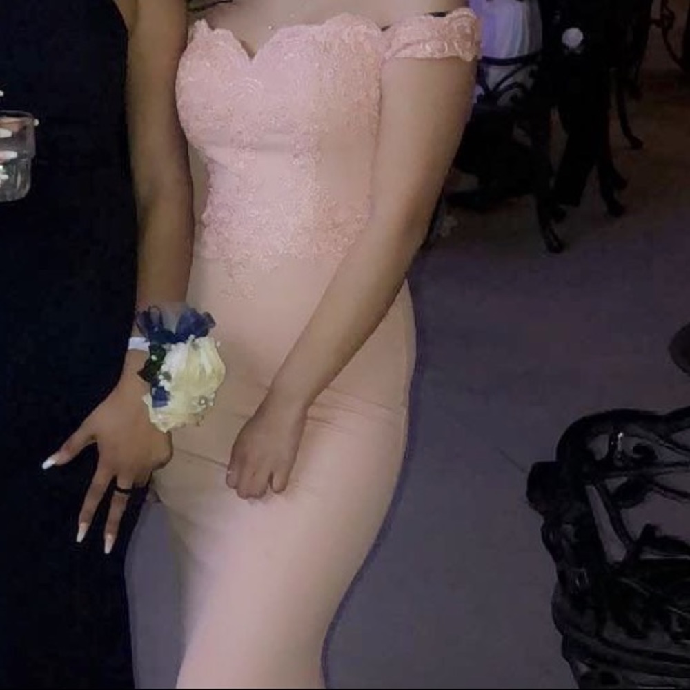 Off Shoulder Pink Maxi Dress